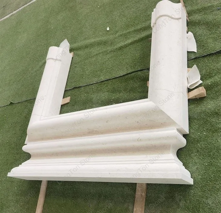 moonlight beige limestone fireplace mantle