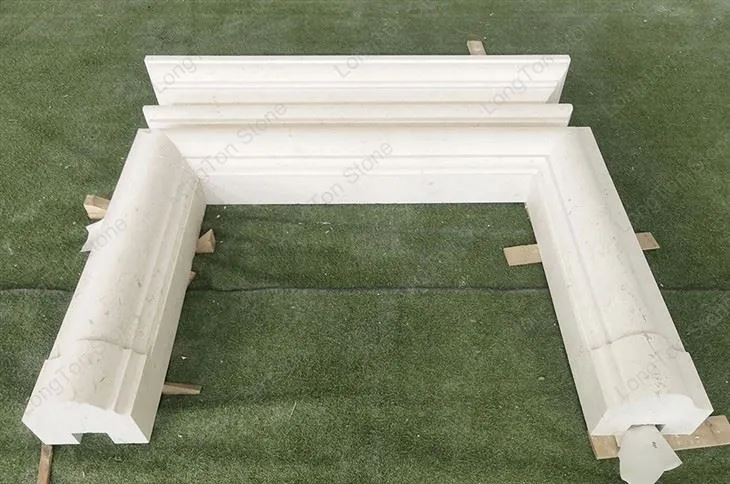 moonlight beige limestone fireplace