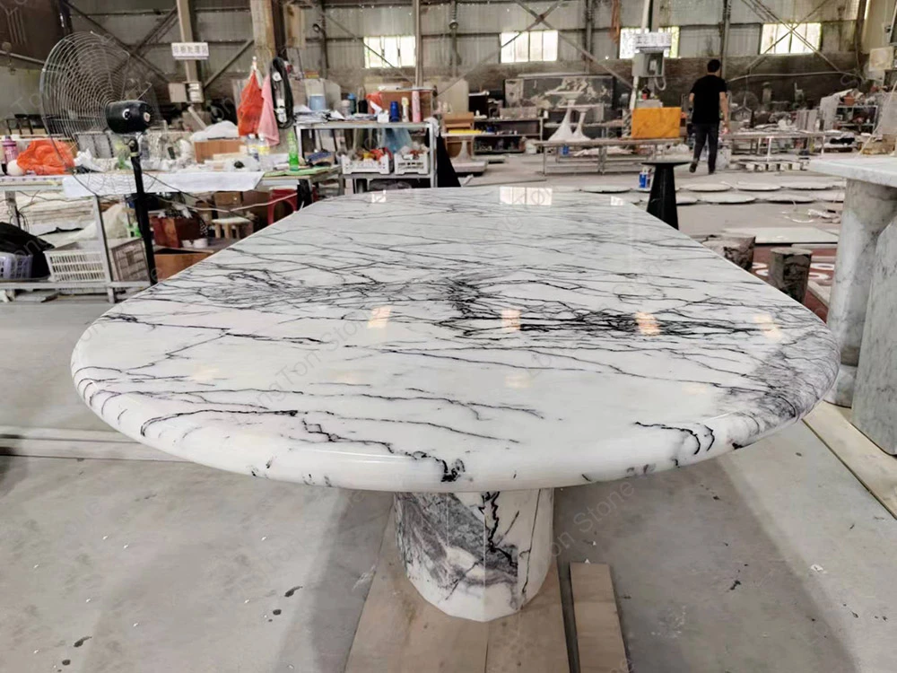 Lilac marble dining table Lilac marble dining table
