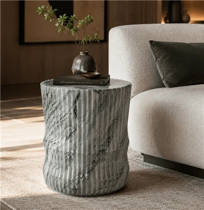 Round Fluted Marble Side Table